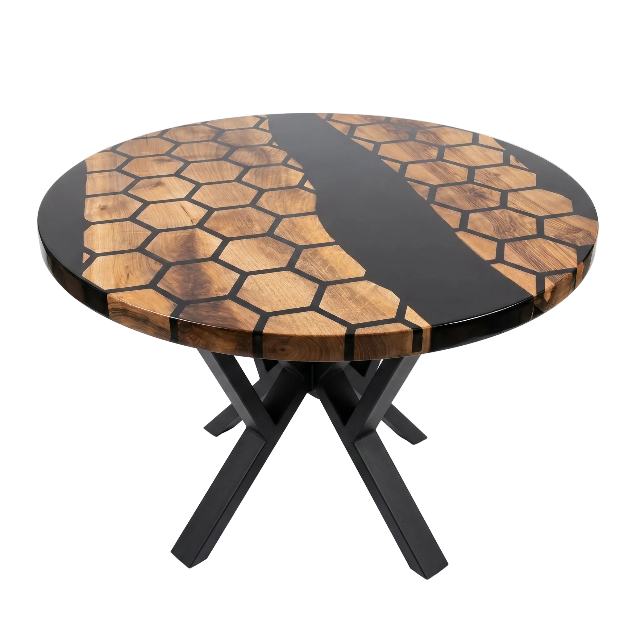 Honeycomb Walnut Round Dining Table